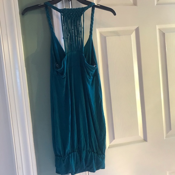 Lush Turquoise Detailed Tunic Dress Medium - Picture 4 of 5